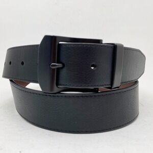 GUESS Men‎ Black Brown Synthetic Leather Reversible Belt Black Buckle XL 42-44
